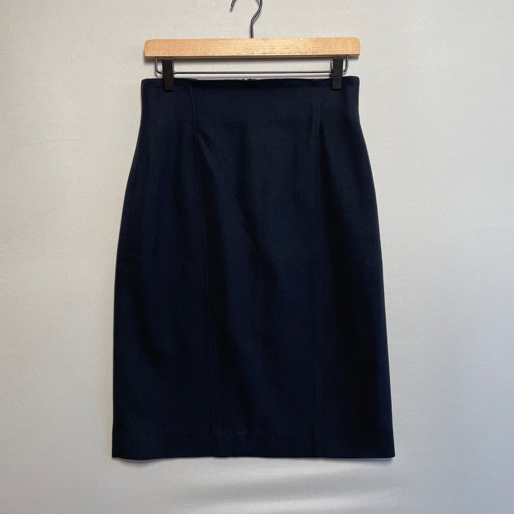 Dialoghi Women's Black Virgin Wool Pencil Skirt Made in Italy Size 44 (US 8 10)